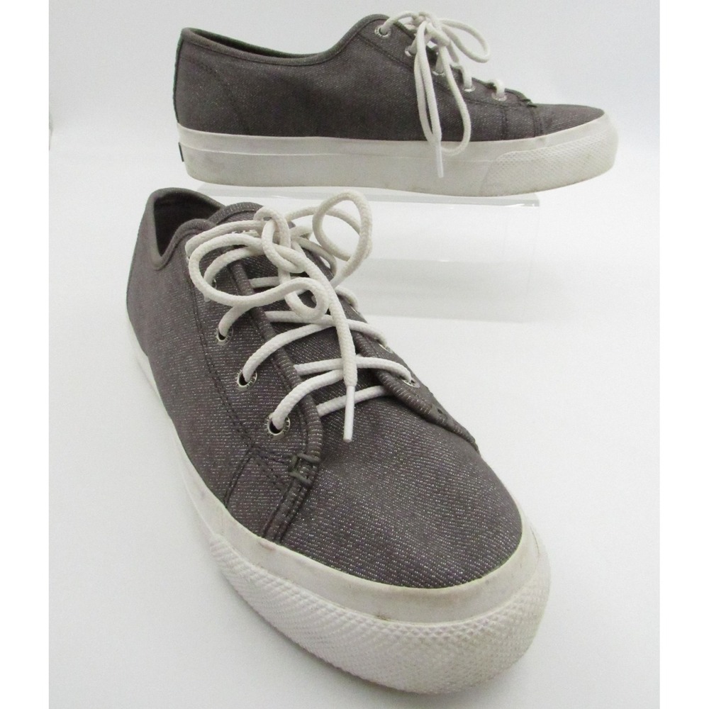 Sperry Women's Gray Textile Lace Up Sneakers US 9M Memory Foam Low Top Athletic